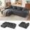 (Grau, links Chaiselongue) 261cm Modulares Ecksofa mit Ottomane Cord Schlafsofa L-Form  mit Schlaffunktion 2