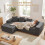 (Grau, links Chaiselongue) 261cm Modulares Ecksofa mit Ottomane Cord Schlafsofa L-Form  mit Schlaffunktion 4