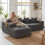 (Grau, links Chaiselongue) 261cm Modulares Ecksofa mit Ottomane Cord Schlafsofa L-Form  mit Schlaffunktion 5