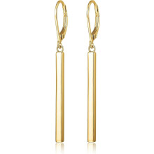 18K Yellow Gold Or 14K Rose Gold Over Sterling Silver Bar Drop Earrings For Women Minimalist Piercing Ear Jewelry Daily Wear Accessory
