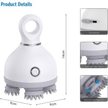 Electric Hair Scalp Massager, Cordless Head Massage with 4 Massage Heads, Handheld Head Scratcher Massager for Hair Growth & Stress Re