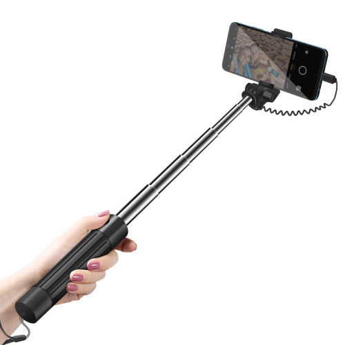 LinQ Selfie Stick with Integrated Mirror, USB-C, and Trigger Button