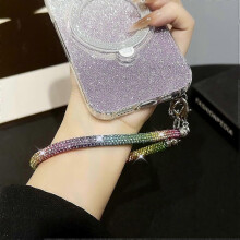 Crystal Phone Lanyard Full Diamond Pendant Wrist Strap Bling Wristlet Keychain Strap for Woman Wallet Bag Credit Card Holder(Rainbow