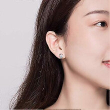 S925 Sterling Silver Cat Dog Paw Print Heart Stud Earrings Cute Pink Clear CZ Inlaid Piercing Ear Jewelry For Women Lovely Daily Wear