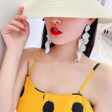 Rose Petals Long Drop Earrings Exaggerated Floral Design European And American Style Women Fashion Piercing Ear Jewelry