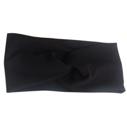Crossed Headband for Basic Hair in Silky Jersey Uni Cozy Black
