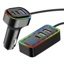 Avizar Cargador de coche USB-C 22,5 W + 3 USB y USB-C con cable de 1,5 m