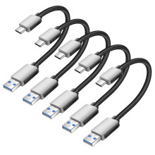 Avizar Pakket van 5 mini-USB-naar-USB-C-kabels van 15 cm voor CarPlay, Android Auto, laadstation