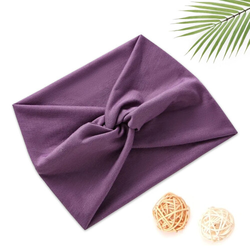 Banda Cruzada para el Cabello de Algodón Suave Unicolor Refinado Violeta