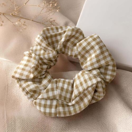 Classic Scrunchie for Cotton Vichy Vintage Light Brown Hair