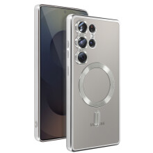 Avizar Ultradun MagSafe hoesje voor Samsung Galaxy S25 Ultra siliconen met chroom
