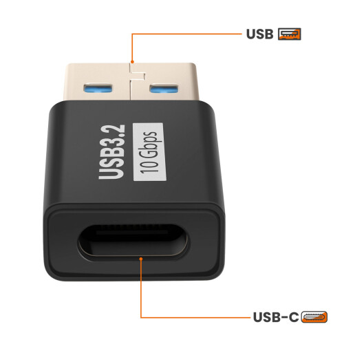 LinQ USB‑C auf USB‑A Stecker 10Gbps Lade & Daten kompakt 2