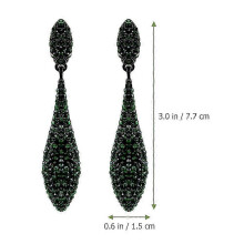 Bridal Green Water Drop Dangle Earrings Set 3 Pairs For Women Inlaid Shiny Rhinestones Wedding Piercing Ear Jewelry Elegant Bridesmaid