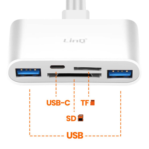 LinQ 3 in 1 Hub SD / USB / USB-C / Lightning Card Reader 2