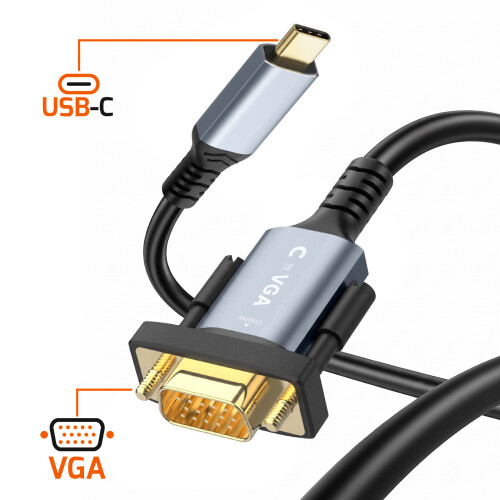 LinQ USB-C auf VGA Videoadapterkabel 1.8m Full HD 1080p 2