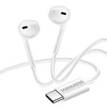 Mayaxess Fones de ouvido com fio USB-C para iPhone 17 com microfone integrado