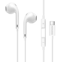 Mayaxess Fones de ouvido com fio USB-C para iPhone 17 Pro com microfone integrado