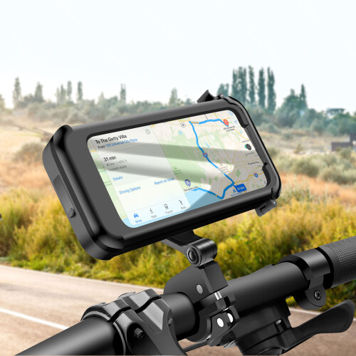 Avizar Supporto per telefono da bicicletta/moto con custodia integrale impermeabile e touch 2