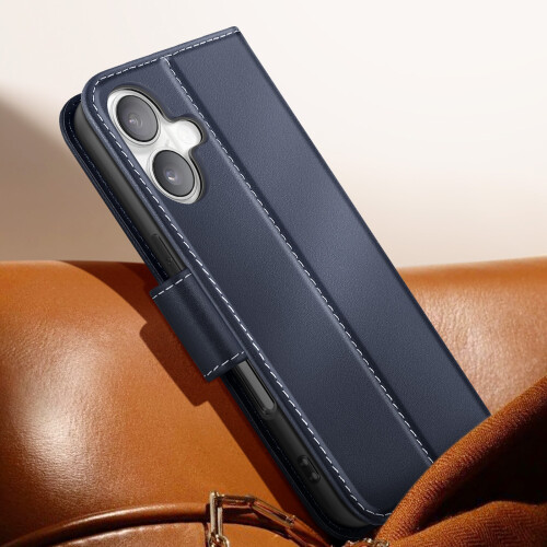 Avizar Funda tipo cartera de cuero premium para iPhone 16 con función de soporte 2