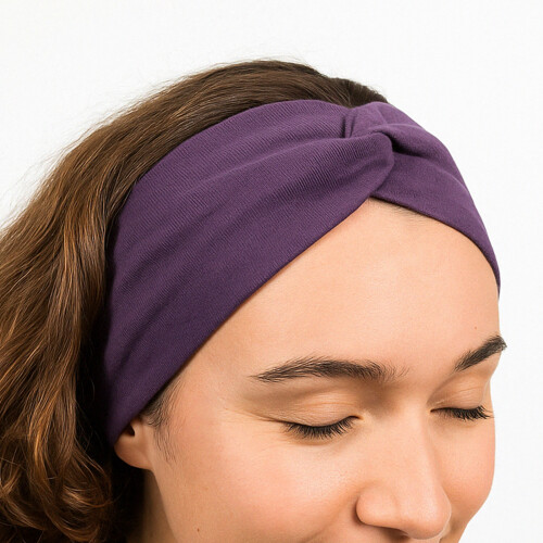 Banda Cruzada para el Cabello de Algodón Suave Unicolor Refinado Violeta 2