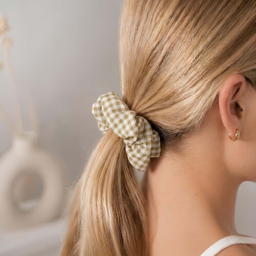 Classic Scrunchie for Cotton Vichy Vintage Light Brown Hair 1