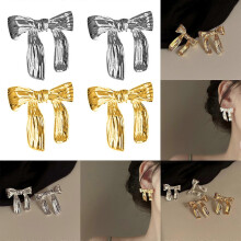 Orecchini pendenti a perno e a cerchio sovrapposti a forma di fiocco per donna, eleganti gioielli per piercing all'orecchio, multicolo