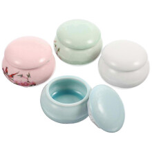 Contenitore per polveri chimiche e cosmetiche, set da 4 eleganti vasetti in ceramica con motivo floreale.