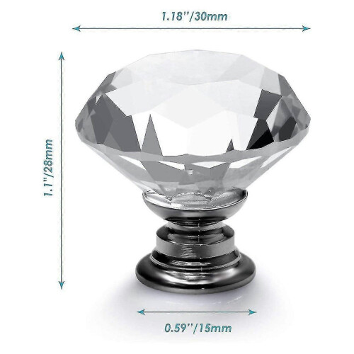 12 Pcs 30mm Glass Dresser Knobs Diamond Drawer Knobs Pulls Handles Kitchen Cabinet Knobs (silver) 1