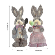 Easter Bunny Decoration Rabbits Ornament Gift Premium Crafts Creative Cute Photo Props 2Pcs