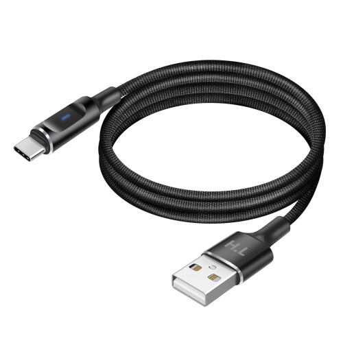 Avizar Cabo USB-A para USB-C com LED e Carga Estável 2.4A Nylon Trançado 1.5m