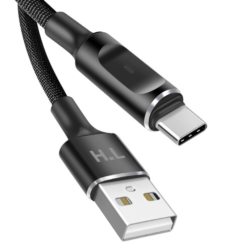 Avizar Cabo USB-A para USB-C com LED e Carga Estável 2.4A Nylon Trançado 1.5m 1
