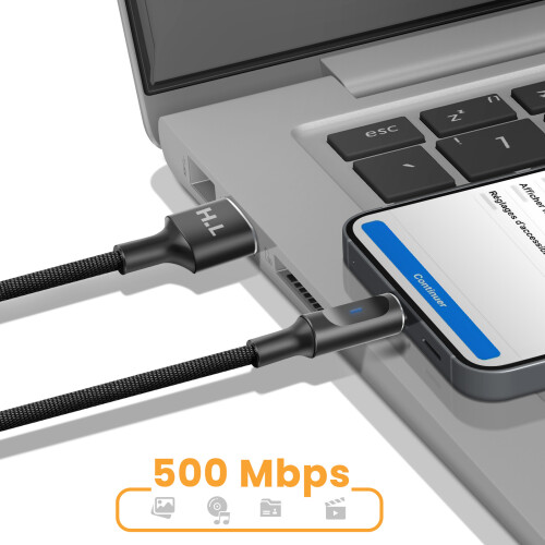 Avizar Cabo USB-A para USB-C com LED e Carga Estável 2.4A Nylon Trançado 1.5m 2
