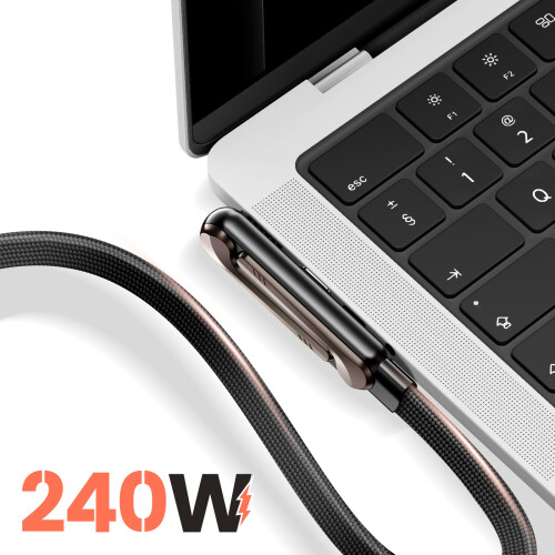 Avizar Câble USB-C vers USB-C Power Delivery 240W Conception Coudé 1.5m 2