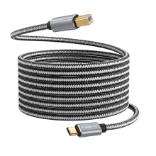 LinQ USB-C naar USB-B 2.0 480Mbps Printerkabel Gevlochten Nylon 3m