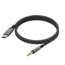 LinQ Audiokabel USB-C naar Jack 3.5mm voor Autoradio / Luidspreker Gevlochten 1m