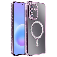Avizar Hoesje Geschikt voor Galaxy A57 Qi Draadloos Opladen Diamant Strass Rand