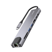 LinQ USB-C Hub 8 in 1 / HDMI 4K / Ethernet RJ45 / Overdracht 5 Gbps / PD 100W