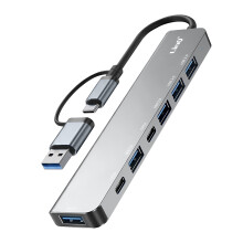 LinQ Hub USB-C / USB-A 7-in-1 5Gbps naar 2x USB-C, USB-A 3.0 en 4x USB-A 2.0