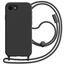 Avizar Siliconen Hoesje voor iPhone 16e met Verstelbaar Gevlochten Nylon Koord