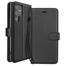 Mayaxess Portemonnee Hoesje voor Galaxy S23 Ultra met Polsbandje en Standaard