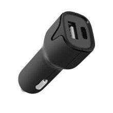 Setty Cargador de Coche de 12 vatios Puerto USB doble y USB-C 2.4A