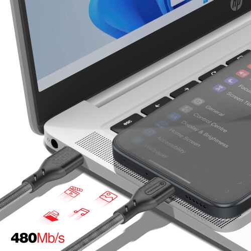 Forcell Câble USB-C vers USB-C 100W Power Delivery 3.0 Tressé Carbone 1m 2