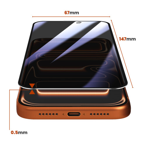 Avizar Screenprotector geschikt voor iPhone 17 Pro - Privacy Tempered Glass 9H 2