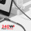 Forcell Câble USB-C vers USB-C 240W Power Delivery 3.1 Tressé Carbone 1m 5