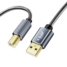 LinQ USB-A 2.0 naar USB-B 2.0 Kabel Snelle en Stabiele Overdracht Gevlochten Nylon 3m
