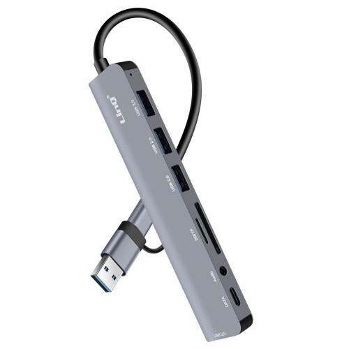 LinQ Hub USB supporta OTG 5 Gbps lettore schede SD/TF e jack audio 3,5 mm 1