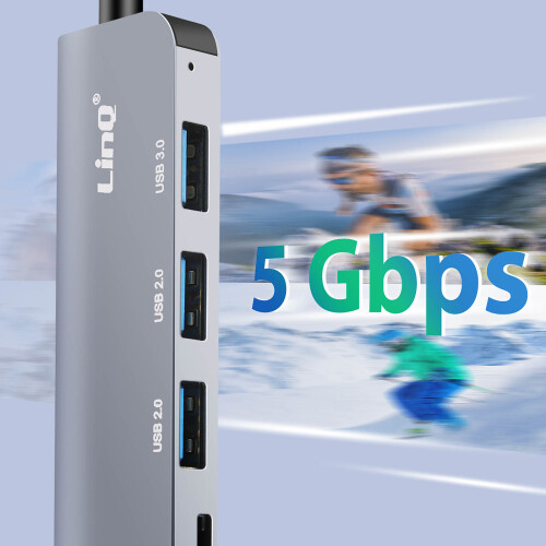 LinQ Hub USB supporta OTG 5 Gbps lettore schede SD/TF e jack audio 3,5 mm 2