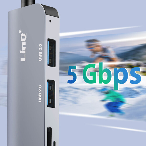 LinQ Hub USB-C e USB con USB 3.0 + 2x USB 2.0 e lettore di schede SD e TF 2