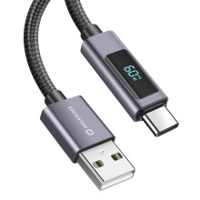Swissten USB naar USB-C Kabel 60W 1m - 3A Data & Opladen - LED-Display