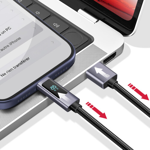 Swissten Ladekabel 3A USB auf USB-C 60W 1 m mit LED 2